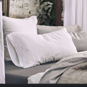 MATTEO Pillowcases PAIR in Vintage Linen Queen White